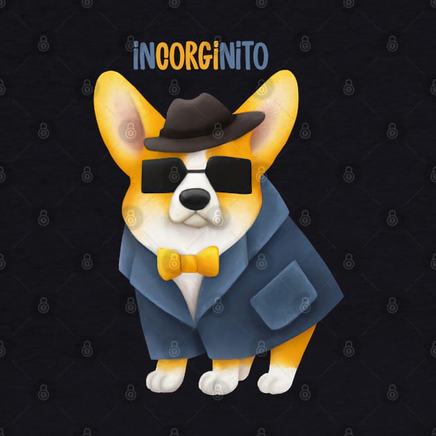 InCORGInito Corgi Cute Funny Dog Pun Detective Incognito by dramabite